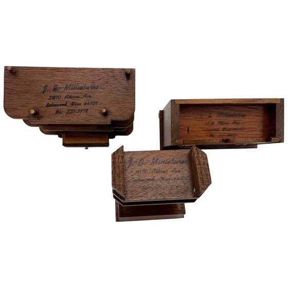 J.B. Miniatures Wood Dollhouse Furniture Lyre Table, Tiered Stand & Bench 1:12 - Picture 5 of 8